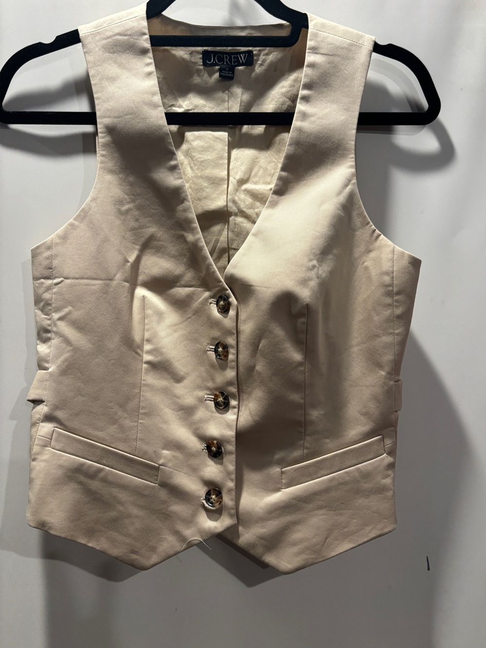 J. Crew Limited-edition slim-fit vest Beige Size Zero 98% Cotton Fully Lined